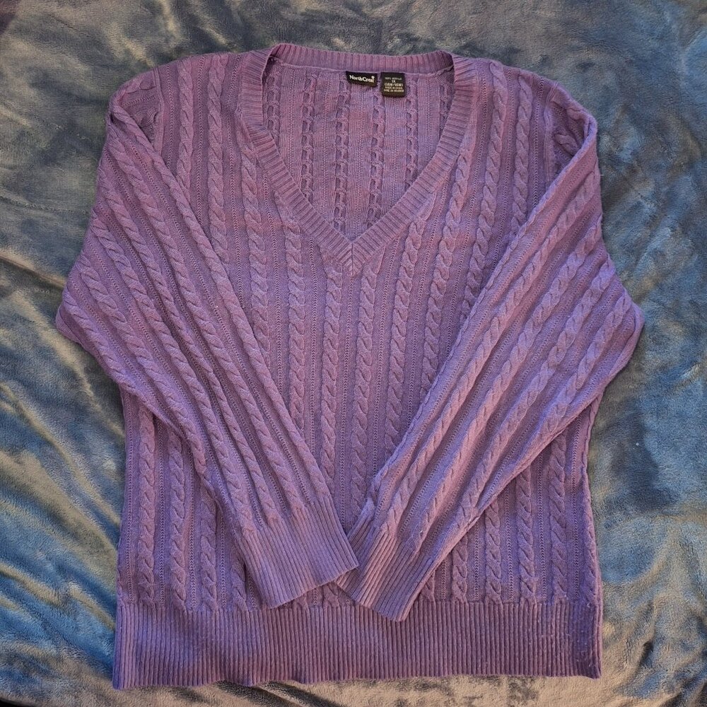Woman's V-Neck Sweater - Purple